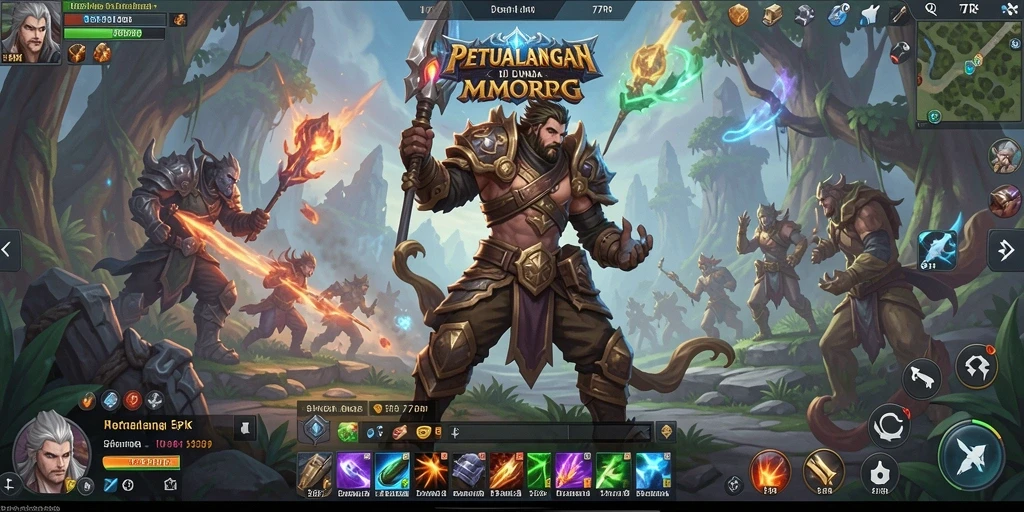 Tangkapan layar menampilkan pertarungan epik dalam game MMORPG 77RP.