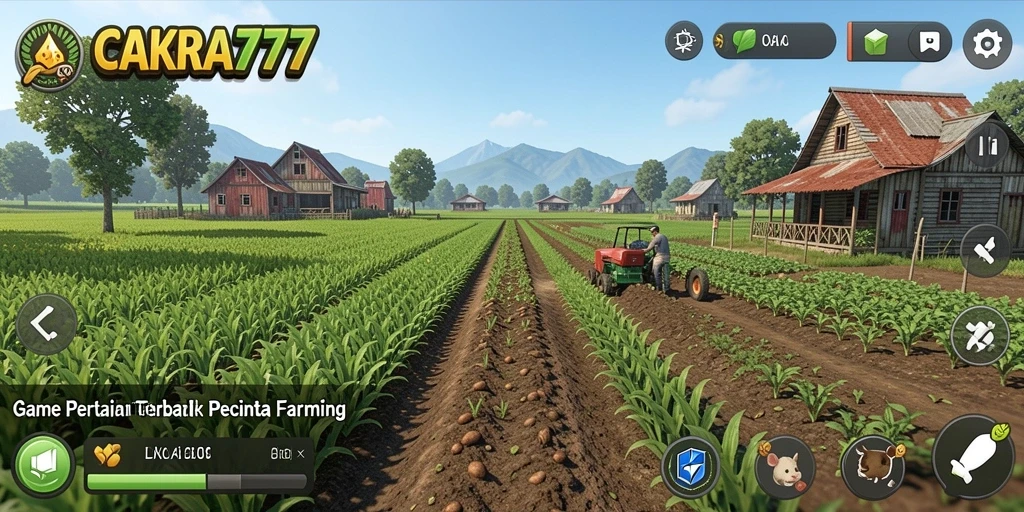 Tampilan gameplay seru di CAKRA777 dengan aktivitas berkebun.