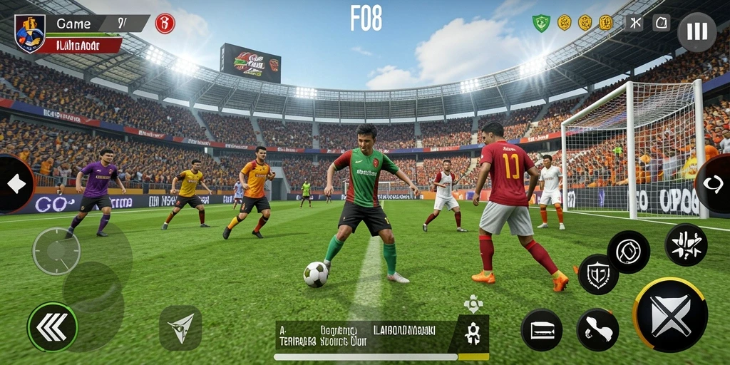 Tampilan grafis F08 yang menakjubkan dalam aksi permainan olahraga.