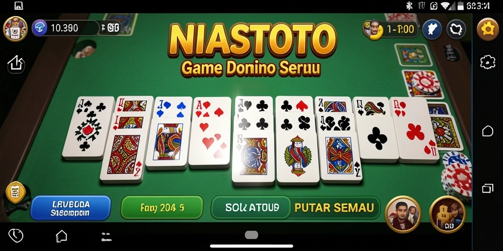 Screenshot gameplay NIASTOTO dengan tampilan meja Domino.