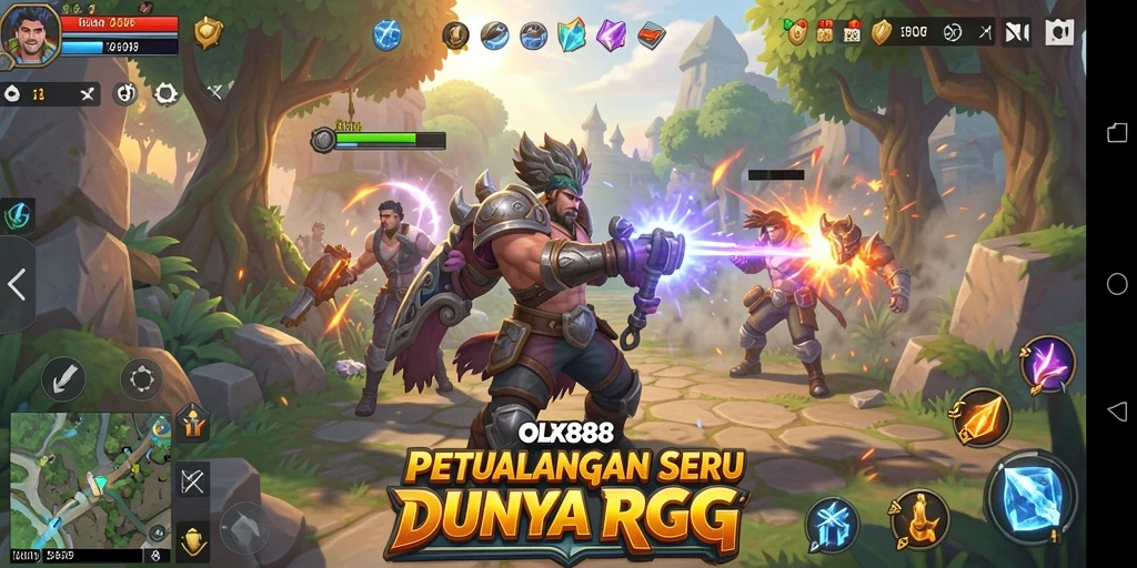 Tampilan gameplay yang epik dalam OLX888 dengan pertarungan seru.