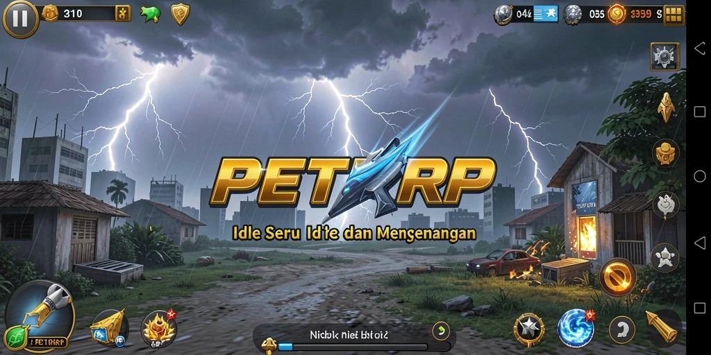 Screenshot utama PETIRRP menunjukkan gameplay yang seru dan interaktif dalam genre Idle.