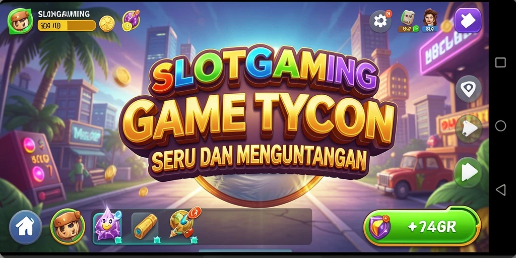 Screenshot gameplay SLOTGAMING menampilkan kasino yang megah dan mesin slot canggih.