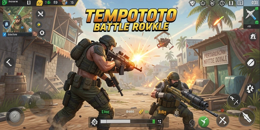 Gameplay seru TEMPOTOTO dalam pertarungan Battle Royale.