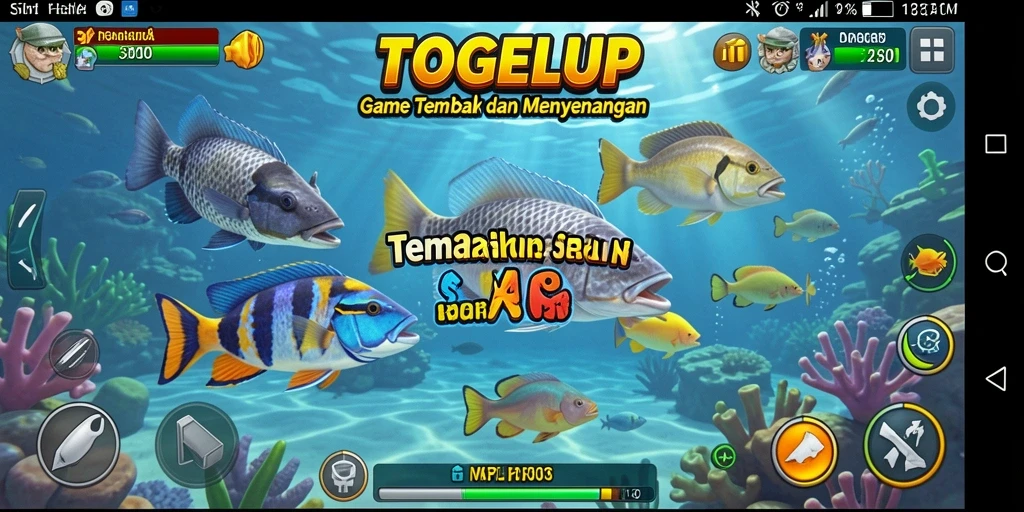 Gameplay seru TOGELUP menembak ikan yang berwarna-warni.